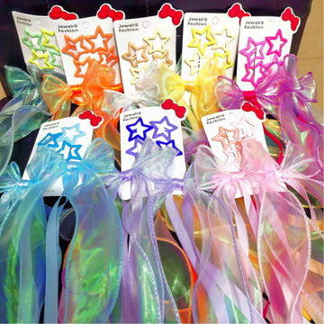 Rainbow Star Bow Hair Clips Set
