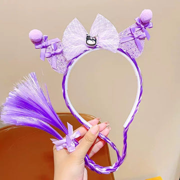 Bow with Cat Ears Glam Headband Set