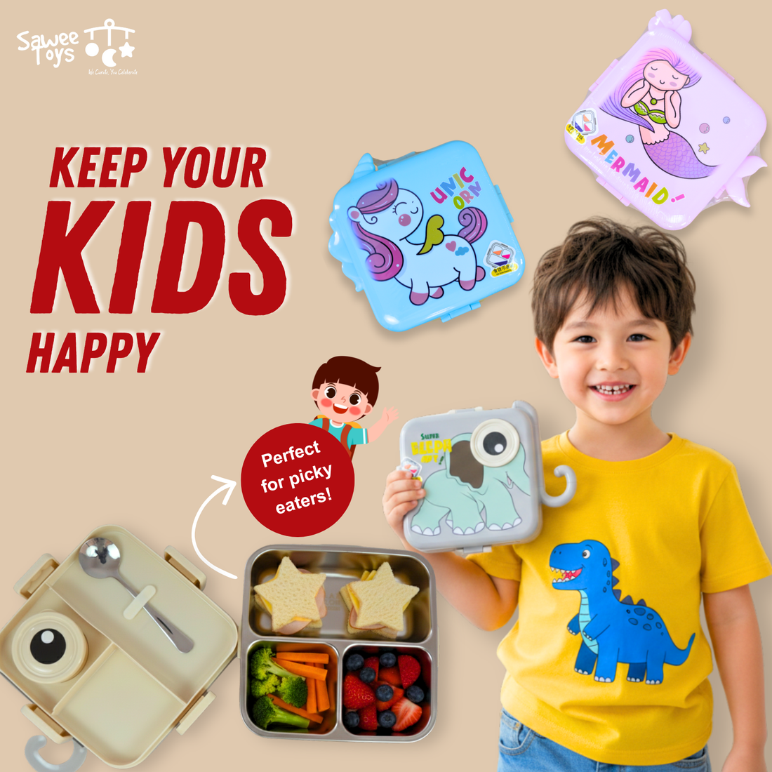 Kids Stainless Steel  Elephant Lunch Box